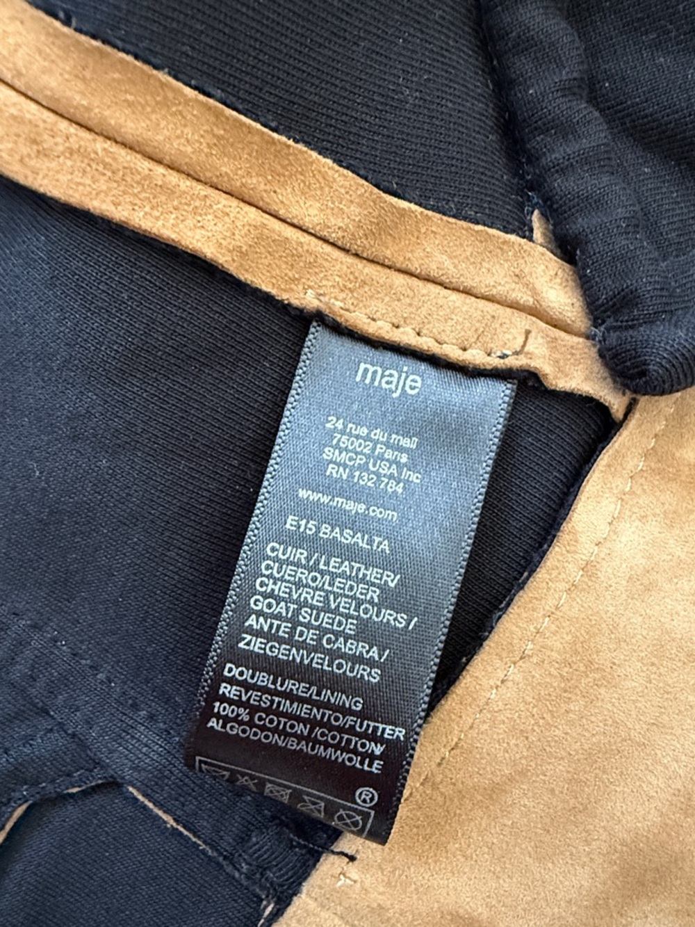 Maje Tan Suede Moto Jacket - Picture 7 of 7